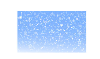 Snowfall,winter season.Falling snowflakes on light blue background.