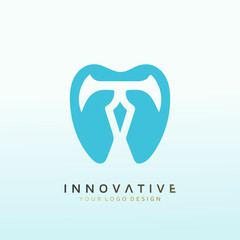 diagnose facial and dental logo design Ancient style letter T