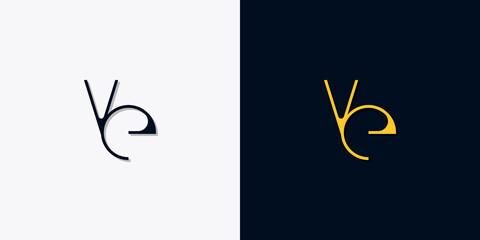 Minimalist abstract initial letters VE logo.