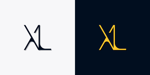 Fototapeta na wymiar Minimalist abstract initial letters XL logo.