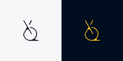 Minimalist abstract initial letters XQ logo.