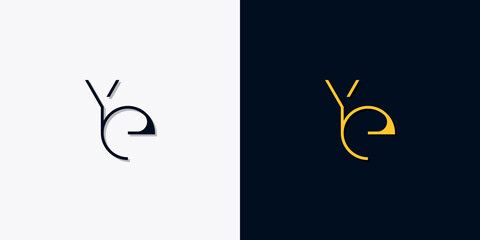 Minimalist abstract initial letters YE logo.
