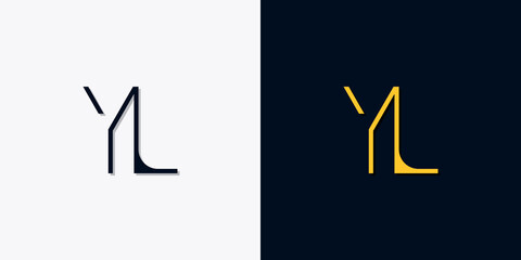 Minimalist abstract initial letters YL logo. - obrazy, fototapety, plakaty