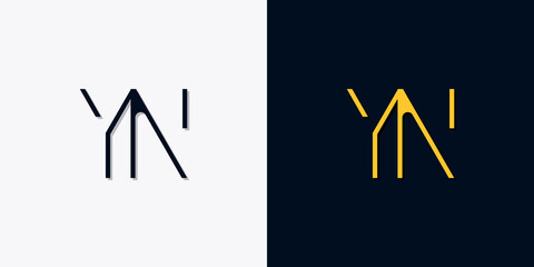 Minimalist abstract initial letters YN logo. - obrazy, fototapety, plakaty