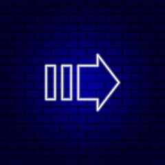 Glowing directional arrow neon sign. Vector illustration.