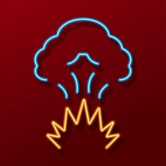 explosion neon sign, modern glowing banner design, colorful trend of modern design. Vector illustration.