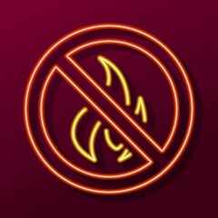 no fire neon sign, modern glowing banner design, colorful modern design trends. Vector illustration.