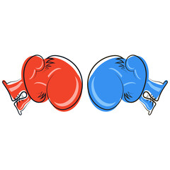 Red and Blue Boxing Gloves Icon Isolated on White Background