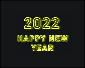 2022 merry Christmas and birthday yellow card design neon