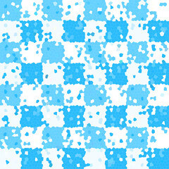 Blue and white checkerboard mosaic. Abstract background.