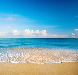 Fototapeta na wymiar Beautiful sandy beach and tropical sea