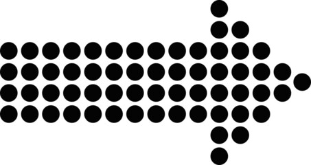 Vector illustration of an arrow designed with black points and pointing to the right