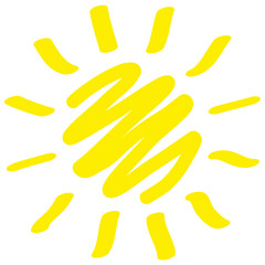 Sun sketch yellow sign symbol icon isolated - vector illustration