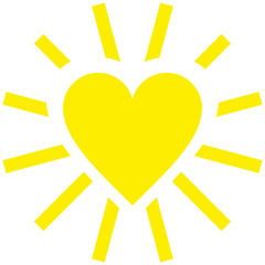 Sun heart yellow sign symbol icon isolated - vector illustration