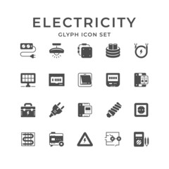 Set glyph icons of electricity