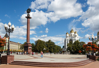 Fototapeta na wymiar Victory square in Kalinigrad city, Russia