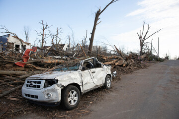 Fototapeta Tornado damage in Mayfield Kentucky. obraz