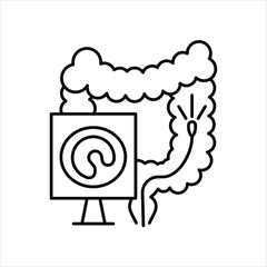 camera, colonoscopy, proctoscopy, line icon