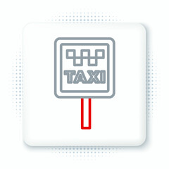 Line Road sign for a taxi stand icon isolated on white background. Colorful outline concept. Vector