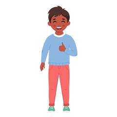 Little boy smiling. Elementary school student. Vector illustration