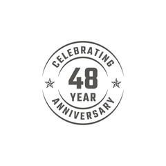 Fototapeta premium 48 Year Anniversary Celebration Emblem Badge with Gray Color for Celebration Event, Wedding, Greeting card, and Invitation Isolated on White Background