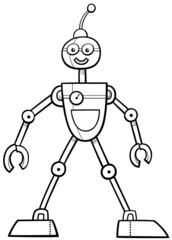 cartoon robot fantasy character coloring book page