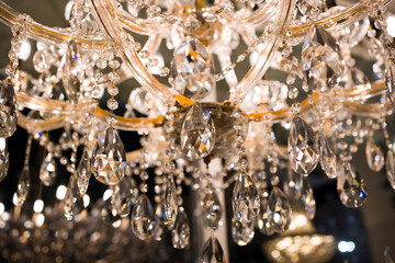Crystal chandelier background . Glamour and luxury background .