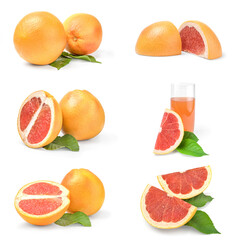 Set of grapefruit isolated on a white background