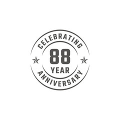 88 Year Anniversary Celebration Emblem Badge with Gray Color for Celebration Event, Wedding, Greeting card, and Invitation Isolated on White Background