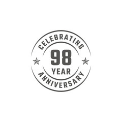 Fototapeta premium 98 Year Anniversary Celebration Emblem Badge with Gray Color for Celebration Event, Wedding, Greeting card, and Invitation Isolated on White Background