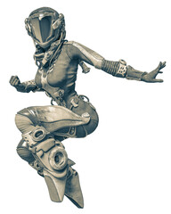 apocalyptic astronaut girl exploring arround © DM7
