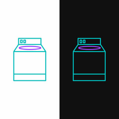 Line Washer icon isolated on white and black background. Washing machine icon. Clothes washer - laundry machine. Home appliance symbol. Colorful outline concept. Vector