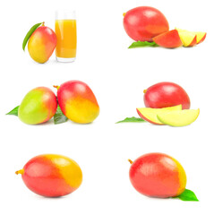 Group of red mango over a white background