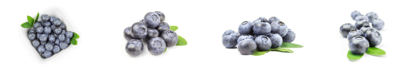 Collage of blueberry isolated on a white background