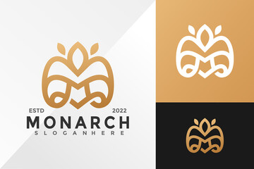 Letter M Monarch Leaf Logo Design Vector illustration template