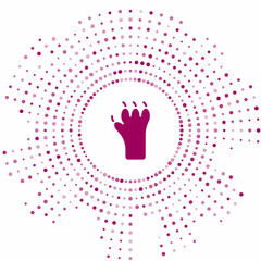 Purple Paw print icon isolated on white background. Dog or cat paw print. Animal track. Abstract circle random dots. Vector