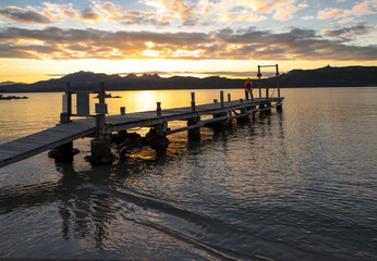 Obraz premium Landscape of Sardinia in winter at sunset, Capriccioli, Olbia
