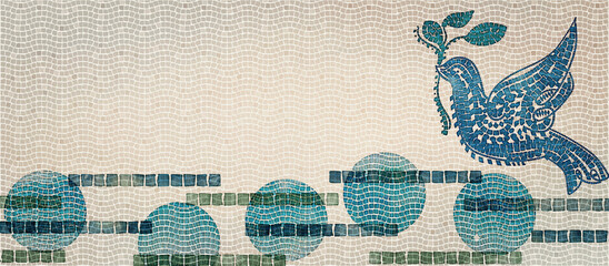 Dove of peace. Mosaic banner, design element