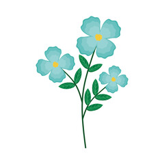 Obraz na płótnie Canvas branch with leaves and blue flowers