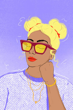portrait of stylish woman with blonde hair