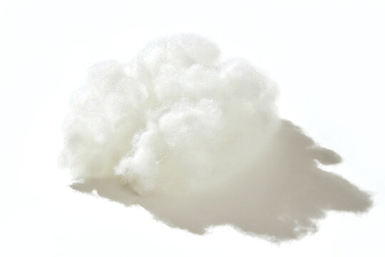 Modern bio-polymeric synthetic filler for fabric toys on on white background. White synthetic fabrics, studio shot. It is alternative down