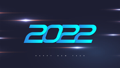 Happy New Year 2022 Banner with Futuristic Style. . New Year Celebration Design Template for Flyer, Poster, Brochure, Card, Banner or Postcard