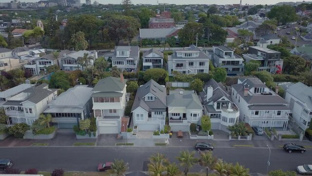 Aerial: Suburb of St Marys Bay, Auckland, New Zealand