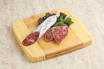 Spanish pork fuet dry sausage