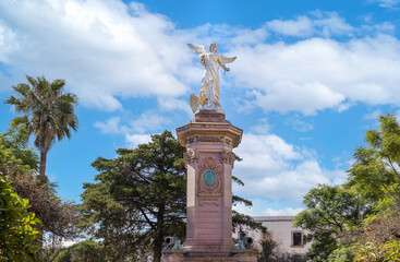 Colorful old city streets in historic city center of Zacatecas near central cathedral. It is a popular local Mexican and international tourism destination.