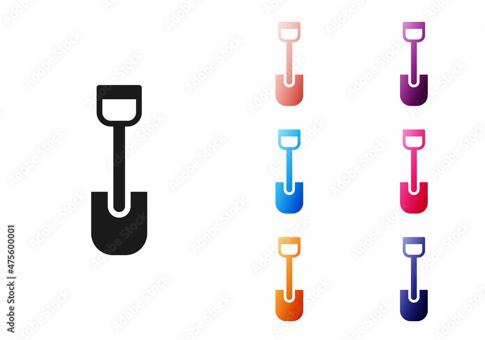 Wall mural Black Shovel toy icon isolated on white background. Set icons colorful. Vector