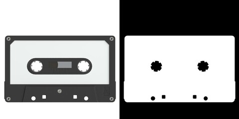 3D rendering illustration of a compact audio cassette