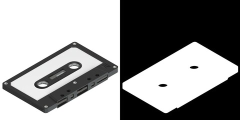 3D rendering illustration of a compact audio cassette