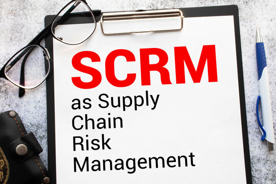text SCRM as Supply Chain Risk Management on white paper