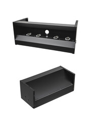 Metal bullet catcher with targets for shooting from pneumatic weapons. Folding targets in the shooting range. Isolate on a white back